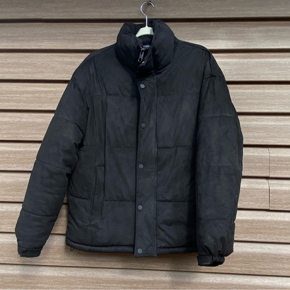 Zara Puffer Suede Winter Black Women’s Jacket - Picture 3 of 4